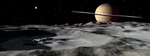 Rhea: Saturn seen from the surface of its moon, Rhea