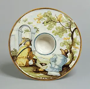 Earthenware: Saucer: card players