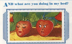 Suggestive: Saucy postcard - AND what are you doing in my bed?, by Bob