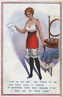 Underclothes: Saucy postcard - Lady in Underclothes