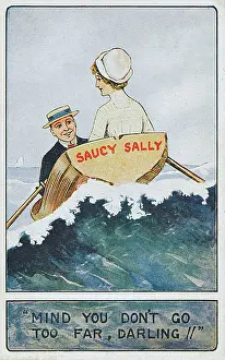 Propriety: Saucy and silly seaside postcard with cheeky caption