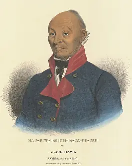 Sauk: Sauk Chief Black Hawk in a portrait painted