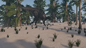 Tempskya: Saurolophus walking in an island environment