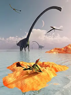 Omeisaurus: Sauropod Omeisaurs and flying Eudimorphodons