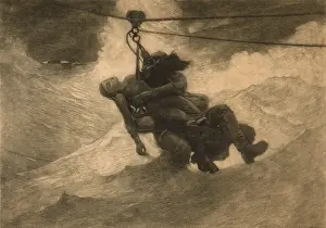 Lifeline: Saved, etching by Winslow Homer