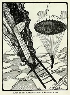 Parachuting: Saved by parachute from a burning plane