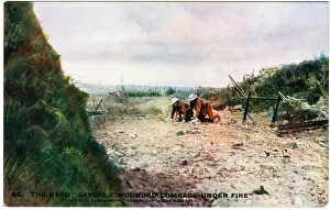 Bravery: Saving a wounded comrade under fire, WW1