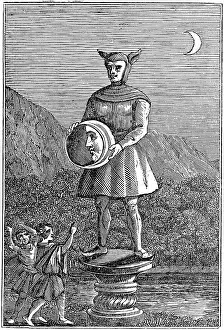 Phases: Saxon idol of the Moon shown holding a disc which