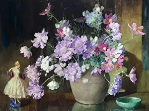 Scabious: Scabious and Anemones ' in a vase