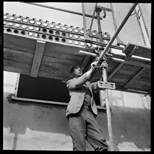 Scaffolders during construction of the Penhill Estate