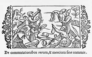 Bartering: Scandinavian and Russian traders bartering