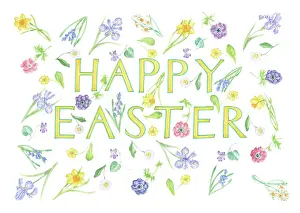 Scattered: Scattered flowers with Happy Easter