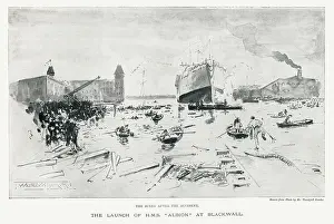 Sturdee: Scene after the Accident - launch of HMS Albion at Blackwall