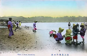 Cockles: Scene on a beach, Enoshima, Japan