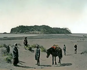 Sagami: Scene on a beach, Enoshima, Japan
