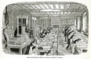 Bookbinding: Scene in a bookbinding workshop, City of London