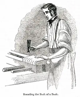 Rounding: Scene in a bookbinding workshop, City of London
