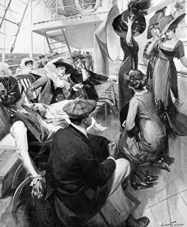 Traveling: Scene on the deck of an ocean steamer