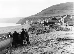 Beesands: Scene with fishermen at Beesands, Start Bay, Devon
