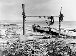 Torcross: Scene with lobster pots at Beesands, Start Bay, Devon