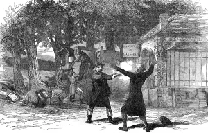 Dubosc: A scene from the melodrama The Courier of Lyons, 1854