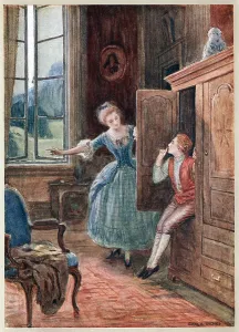 Approaching: Scene from Mozart's opera The Marriage of Figaro