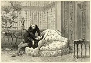 Strangling: A scene from the play Denise by Alexandre Dumas