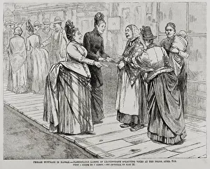 Soliciting: Scene at the polls of Leavenworth, Kansas