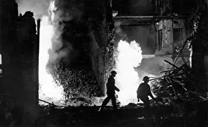 Scene in Poplar High Street during the Blitz, WW2