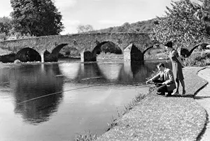 Bickleigh: Scene on the River Exe at Bickleigh Bridge, Devon