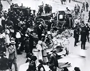 Overturned: Scene in Sarajevo after assassination