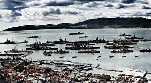 Scapa: Scene at Scapa Flow, Orkney Islands, with ships