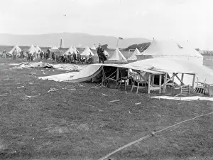 Gale: Scene on a shooting range, with collapsed tent