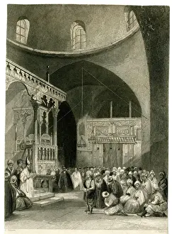 Turbans: Scene in a synagogue, Jerusalem