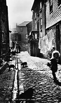 Slums: Scene in Virgin Street, St Ives, Cornwall