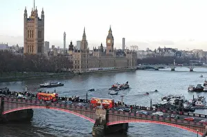 Fireboat: Scene of whale rescue attempt, River Thames