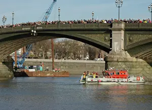 Fireboat: Scene of whale rescue attempt, River Thames