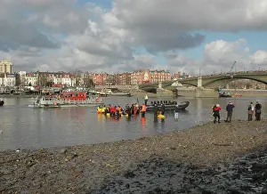 Fireboat: Scene of whale rescue attempt, River Thames