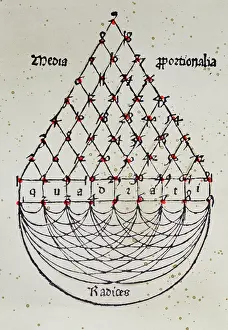 Multiplication: Scheme of the multiplication-table built as a triangle, 16th
