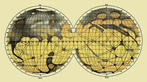 Telescopic: Schiaparelli Map, Canali of Mars, 1898