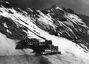 Downhill: Schneefernerhaus in the moonlight on the Zugspitze, 1934