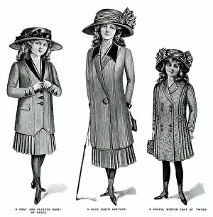 Pleated: School costumes for girls 1909