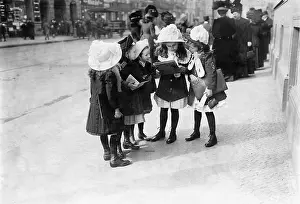 Grades: School girls compare their grades, 1919