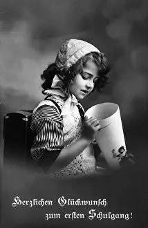 Enrolment: Schoolgirl with sweets 1910