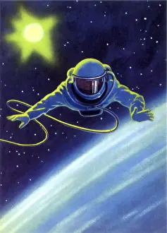 Tethered: Sci Fi - Astronaut floating in Space