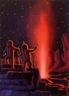 Bursting: Sci Fi - Astronauts looking at Red Gas