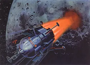 Moons: Sci Fi - Rocketship blasting off Planet