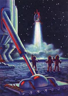 Spacesuits: Sci Fi - Spacemen and Rocket Blasting Off