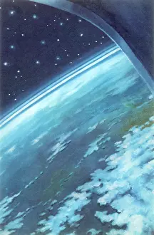 Porthole: Sci Fi - View of Planet from Spaceship