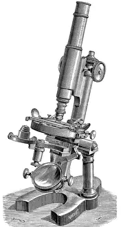 Magnifier: science, optics, microscope, wood engraving